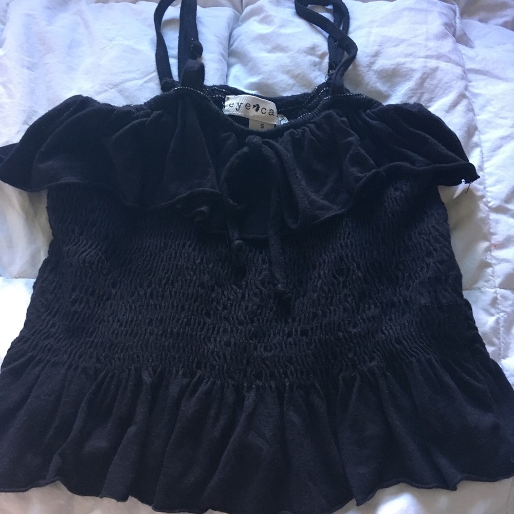 Eye Candy tank top Small solid black adjustable straps EUC-like new